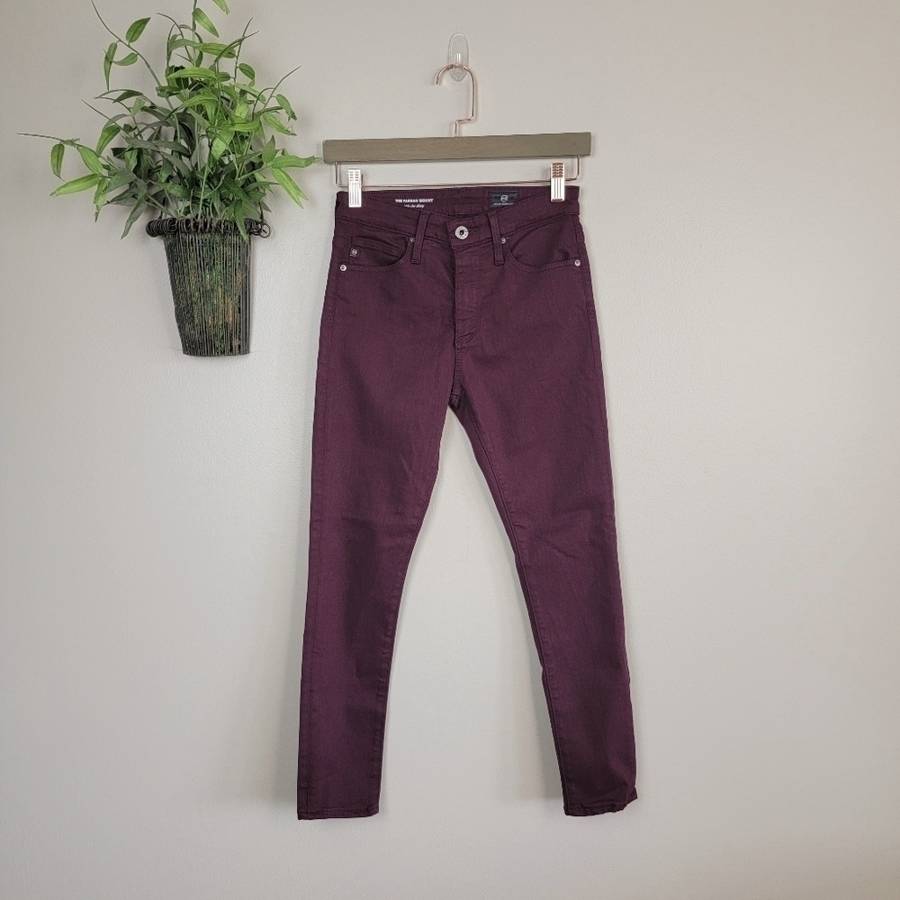 Adriano Goldschmied Farrah Skinny High Rise Jegging Burgundy Stretch Jeans AG 24